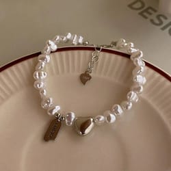 women's fashion 925 sterling silver heart pearls knot bracelet - luxury jewelry gift