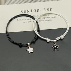 black and white rope star couple bracelets set - fashionable matching gifts for men and women