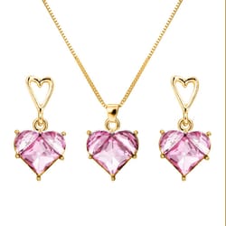 exquisite heart-shaped zircon & pink crystal necklace set for women - new fashion jewelry gifts