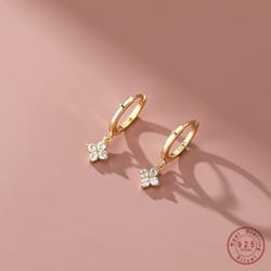 925 sterling silver floral earrings: simple zircon inlay for women's wedding jewelry accessories