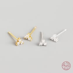 925 sterling silver crystal geometric clover stud earrings: elegant women's jewelry accessories