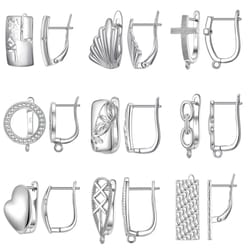 handmade 925 sterling silver leverback earrings with zircon stone - genuine findings and components for diy jewelry