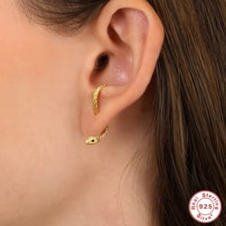 925 sterling silver snake shaped punk stud earrings for women - creative animal fashion ear clips