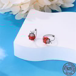 925 sterling silver ladybug earrings with pave cz - luxury women's engagement & anniversary fashion jewelry gift