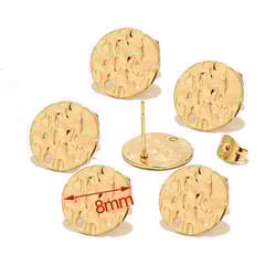 10pcs gold silver stainless steel disc earring posts with loop: hypo-allergenic base for diy earrings