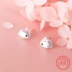 925 sterling silver rabbit stud earrings for women - fashionable & cute jewelry xy0245