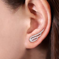 platinum-plated angel feather fairy stud earrings | 925 silver with cubic zirconia for women and girls | fashion jewelry