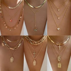 gold heart-shaped necklace set: trendy multi-layer pendant jewelry for women - bls-miracle fashion gifts