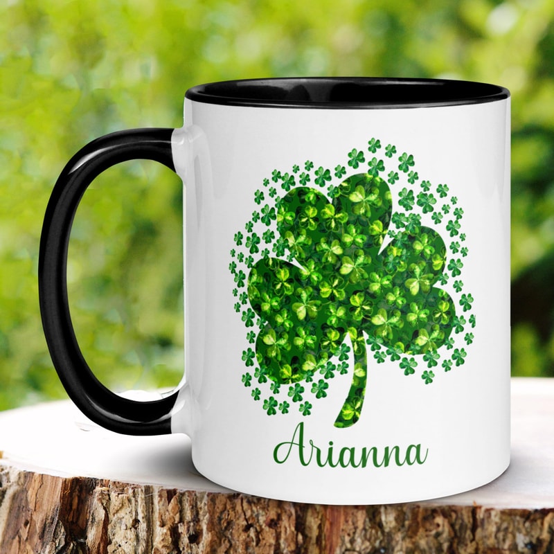 St Patricks Day Mug, Personalized Gift, Irish Coffee Mug, Saint Patricks Day, Shamrock Clover, Lucky Mug, Name Mug, Holiday Gifts, 521.jpg