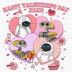 wall e and eve couple valentine disney xoxo transparent digital download png sublimation