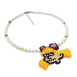 helga pataki necklace of shell pearl beads, austrian crystals imit and character handmade of czech beads hey arnold