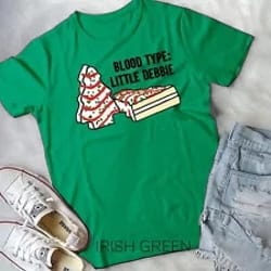 blood type little debbie inspired christmas tree snack cake unisex t-shirt