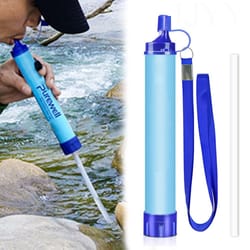 portable hiking water purifier, outdoor mini water filter straw camping purification gear for survival, emergency