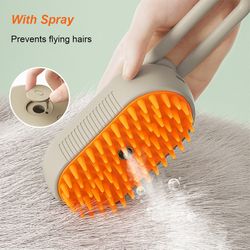cat steam brush & steamy dog brush, electric spray hair brush usb rechargeable pet grooming & massage comb