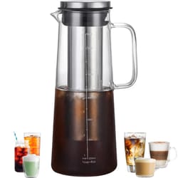 leeseph airtight cold brew iced coffee maker and tea infuser, glass carafe with stainless steel filter