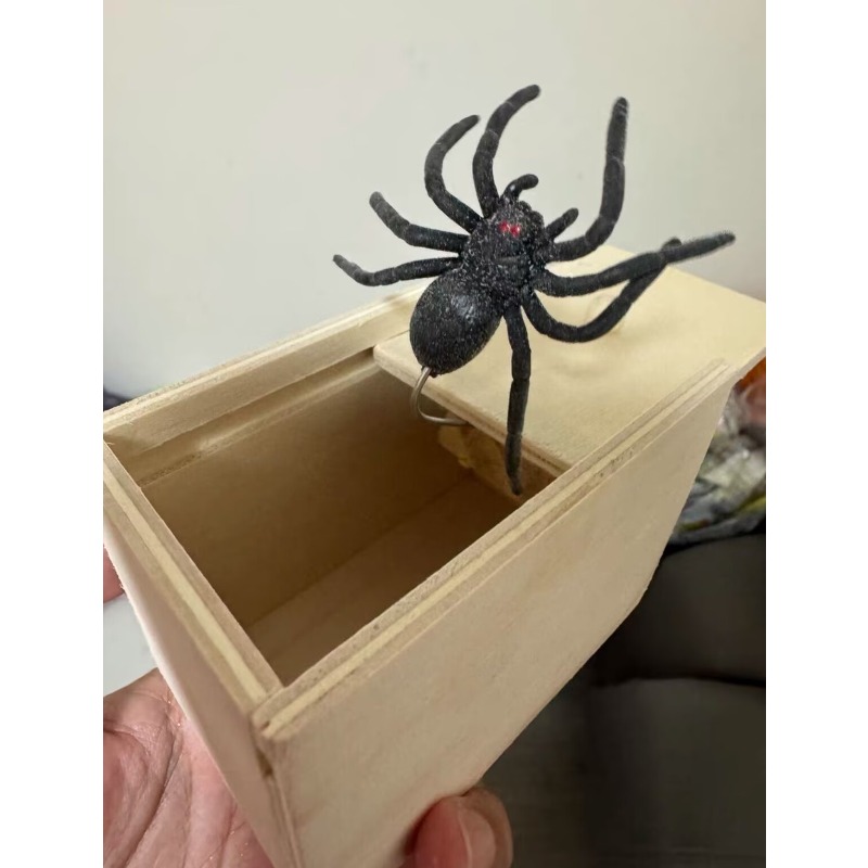 Halloween Decorations Prank, Wooden Scare Box Trick, Spider Funny Crafts, Hidden Box Home Fun Game, Trick Friend