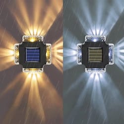 waterproof led solar wall lamp outdoor, modern up & down luminous solar light for fence, stairs, garden & yard