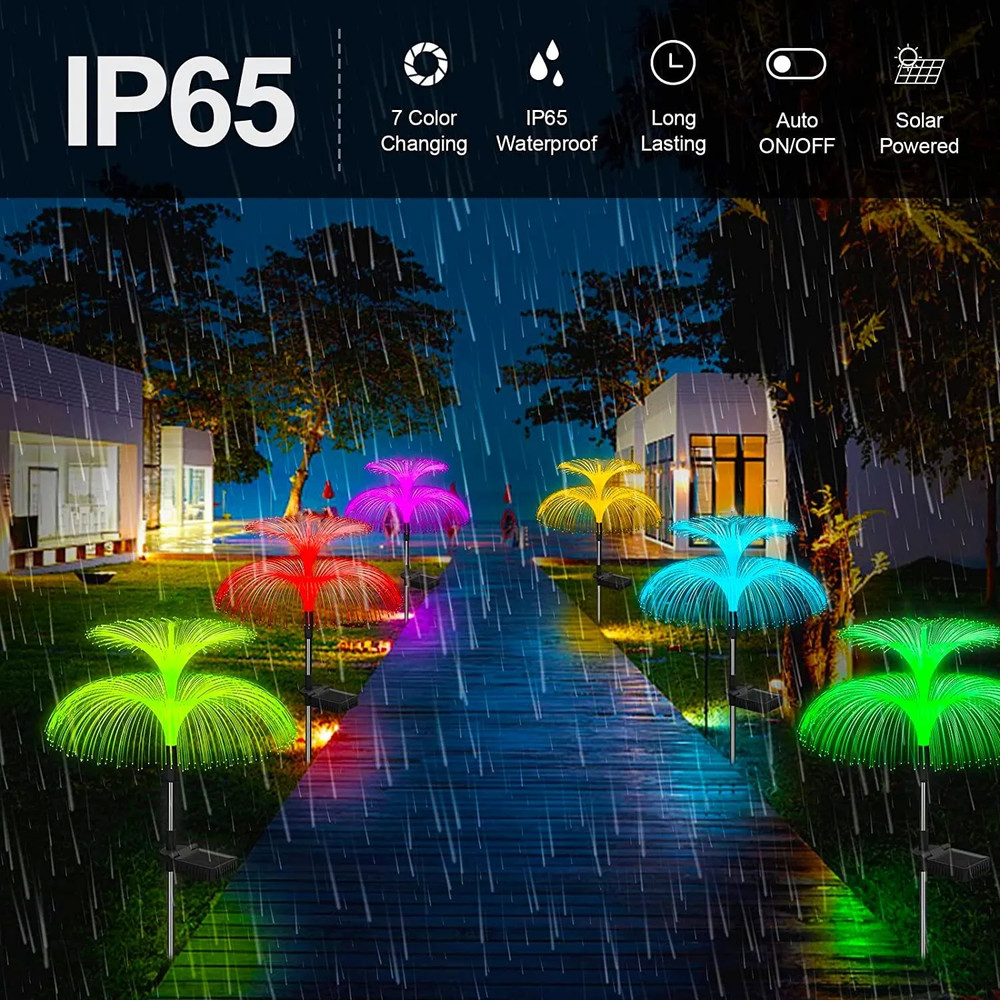 Waterproof 7Color Changing Outdoor Lamp Solar Jellyfish Lights For Garden Pathway Lawn Landscape De 1