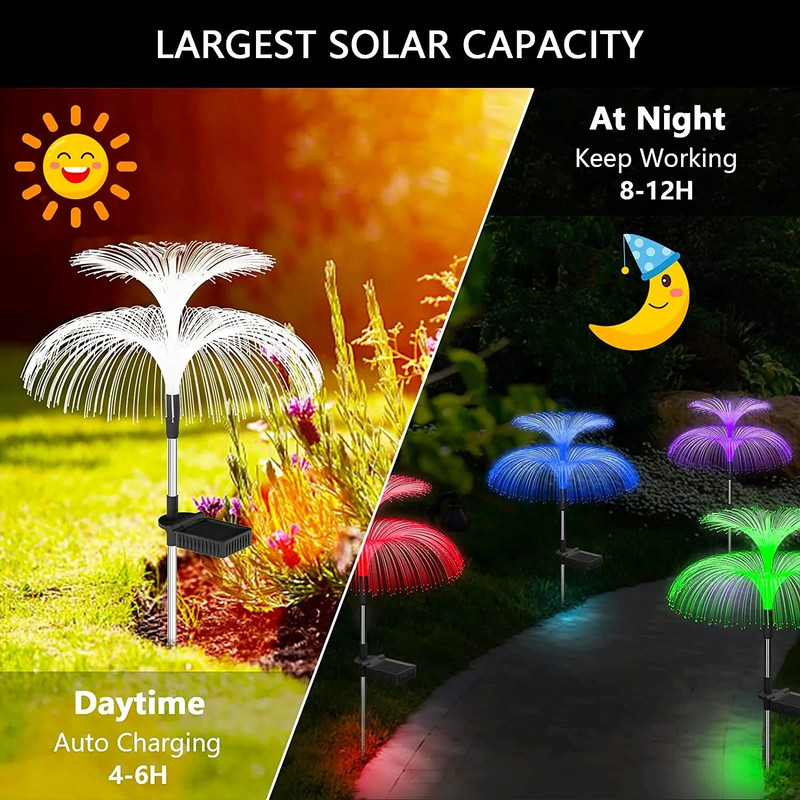 Waterproof 7Color Changing Outdoor Lamp Solar Jellyfish Lights For Garden Pathway Lawn Landscape De 2