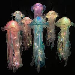 colorful diy jellyfish lantern under the sea lamp, bedroom decoration light for girls, mermaid party decor, ocean theme
