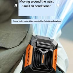 belt clip fan with portable power bank & flashlight, wearable neck fan for camping, hiking & outdoor activities