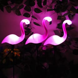 waterproof solar flamingo light for courtyard, outdoor garden led patio walkway standing landscape decoration yard light