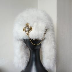 womens designer luxury bomber hat, ski cap faux fur pilot hat, diamond thickened winter hat with versatile warm ear