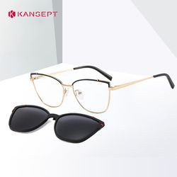 women metal style magnetic polarizing sunglasses clip set cat eye spectacle frame myopia eyeglass fashion accessory