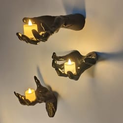 halloween decorations, wall mounted creepy hands, life-size horror hands for gothic wall decoration to place candles