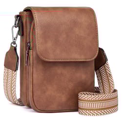 vintage womens shoulder crossbody bag with adjustable wide strap, multi-zipper compartments wallet phone pouch