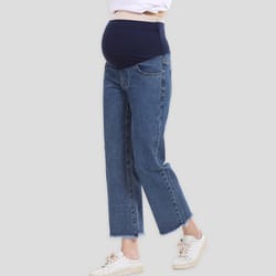 maternity pants for pregnant women with adjustable waist band, pregnancy jean trousers, loose straight leg wide leg