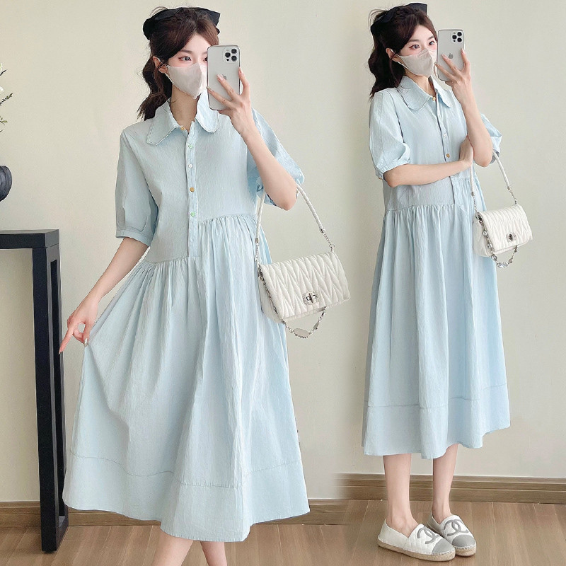 Elegant Korean Style Pregnancy Dress AgeReducing Summer Maternity Dress For Women 0