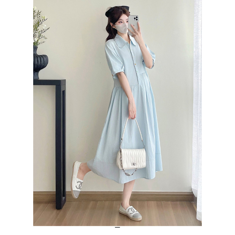 Elegant Korean Style Pregnancy Dress AgeReducing Summer Maternity Dress For Women 4