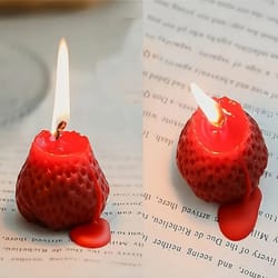 strawberry shaped soy wax candles set, fruit aroma, smokeless candles for meditation, mood boosting, weddings