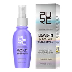 purc leave in conditioner spray, hair smoothing treatment with coconut oil, repair for damaged, dry, frizzy hair