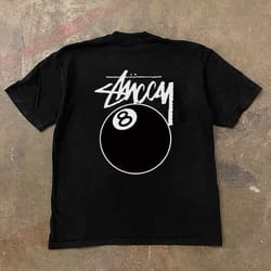 classic black 8 ball t shirt, loose fit casual top, american retro streetwear for summer