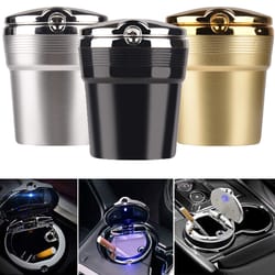 creative car ashtray and garbage can, with led light and cover, a multi function car supply