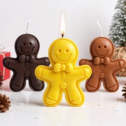 christmas gingerbread man candle, a festive scented candle for home decor, aromatherapy holiday gift, cute table decor