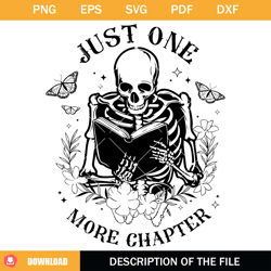 just one more chapter svg, reading skeleton svg, floral book