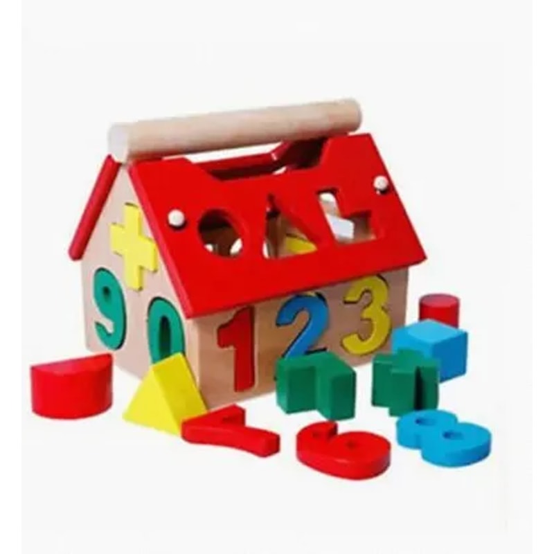 Montessori Math Toy For Toddlers Educational Wooden Puzzle Toys Count Number House Shape Matching G 0