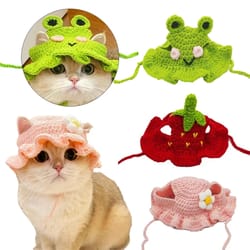 handmade cat hat elastic woven knitted cap for pets puppy & kitten headwear for party & photoshoot decorative cat