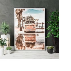 retro car art canvas, boho desert wall art decorative wallpaper, classic car art, boho simple classical elegant home dec