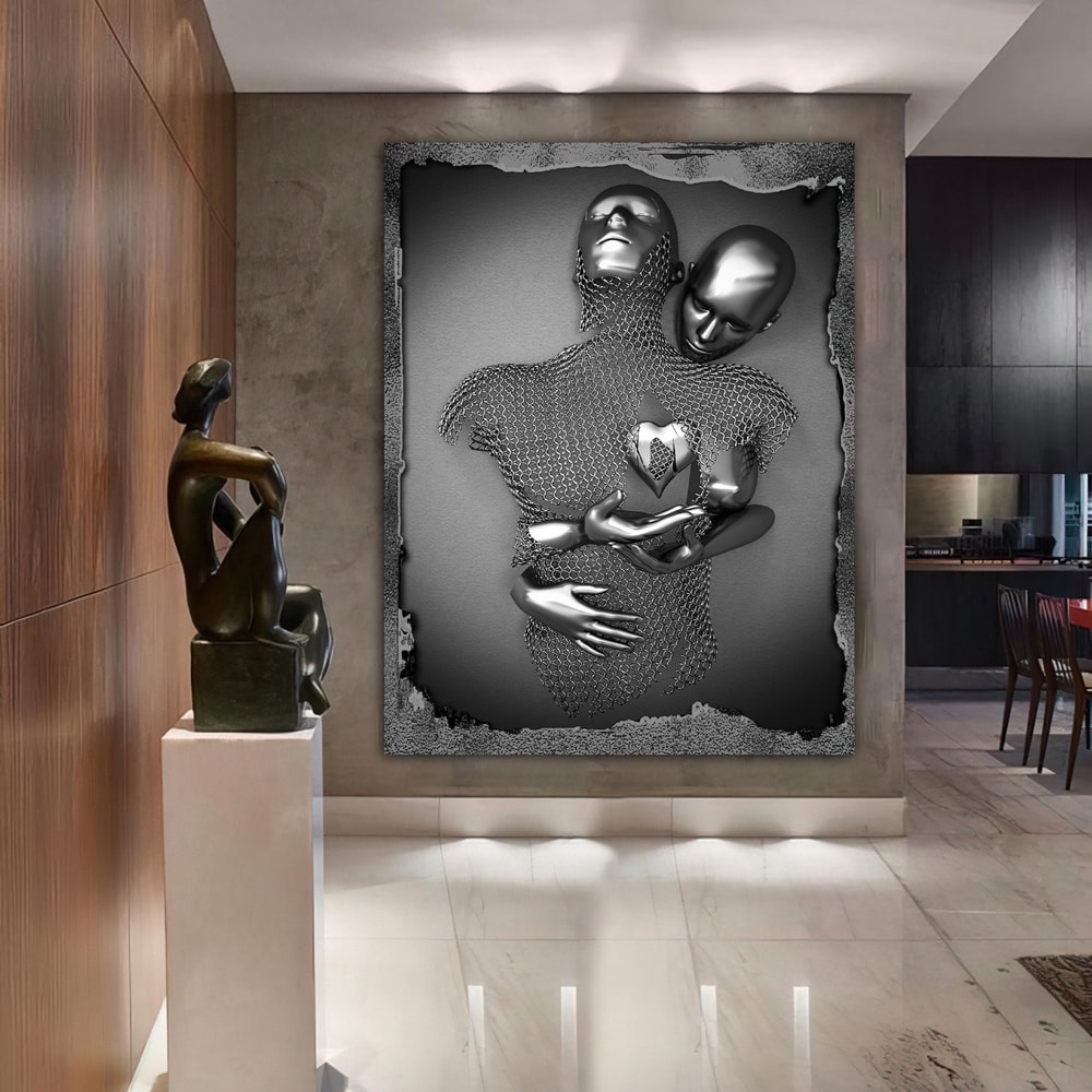 Heart frame looking love couples canvas painting, 3d looking love art,framed painting, glitter textured painting, canvas art, 3d wall art.jpg