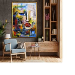 abstract painting wall decor, colorful abstract art, modern art canvas, gift for home, contemporary wall art, unique art