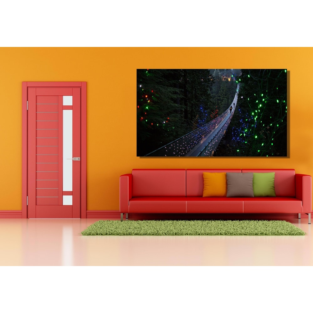 Suspension Rope Bridge Canvas Painting,Foggy Forest Home Decor,Gift For Her, Lighted Pathway ,Landscape Art, Rope Bridge Poster, Shining Art 1.jpg