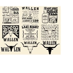 bundle retro wallen bull skull wallen bundle svg,png, wallen cowboy png, retro western bull skull png, country music