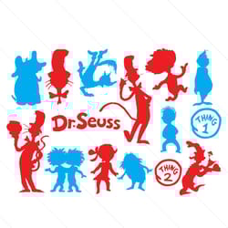 dr seuss thing 1 thing 2 svg bundle, dr seuss svg, cat in the hat svg, thing 1 thing 2 svg, dr seuss quotes, dr seuss bo