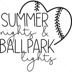 summer night and ballpark light baseball heart svg