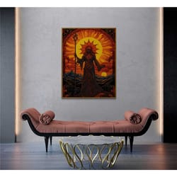 the sun tarot art, dark academia, tarot card,