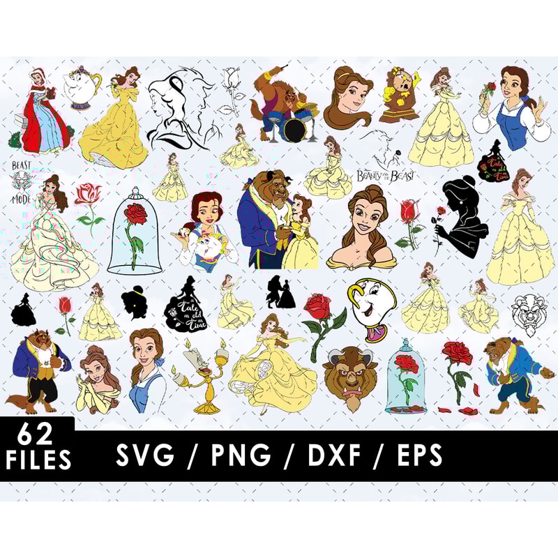Beauty and the Beast Svg Files, Beauty the Beast Files, Vector Png Images, SVG Cut File for Cricut, Clipart Bundle Pack